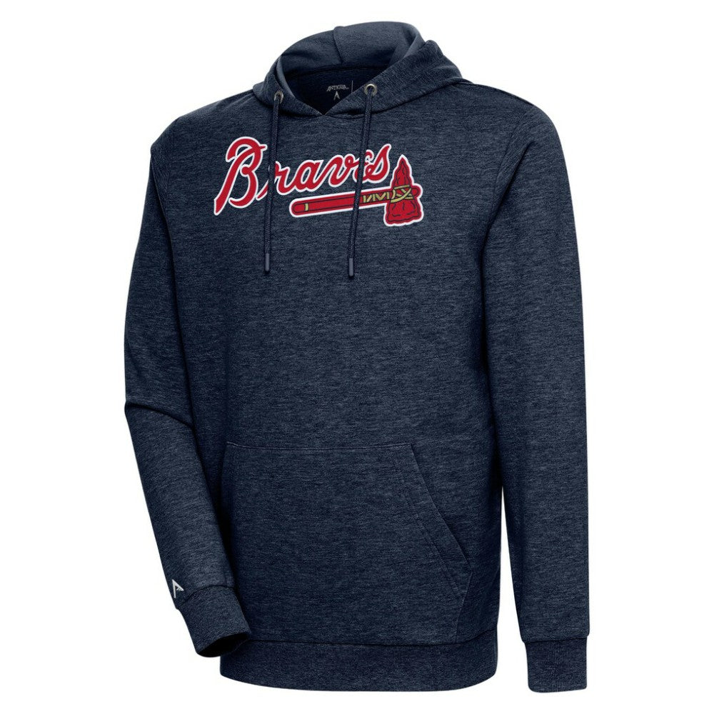 Atlanta Braves Antigua Action Pullover Hoodie - Heather Navy - MLB on Sale