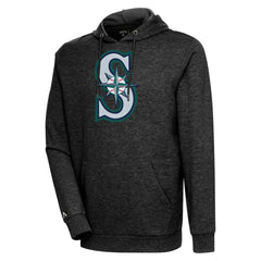 Seattle Mariners Antigua Action Pullover Hoodie - Heather Black - MLB on Sale