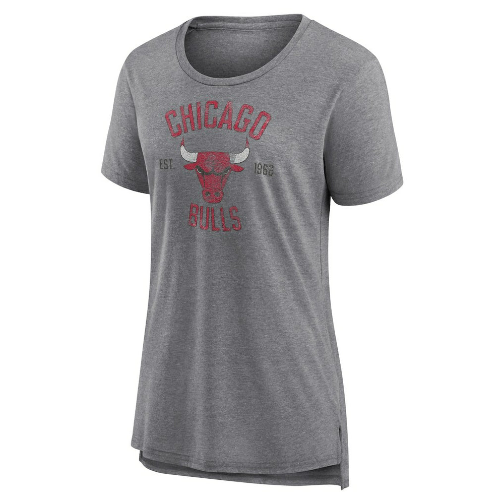 Chicago Bulls Women's Heritage Tri-Blend T-Shirt Heather Gray
