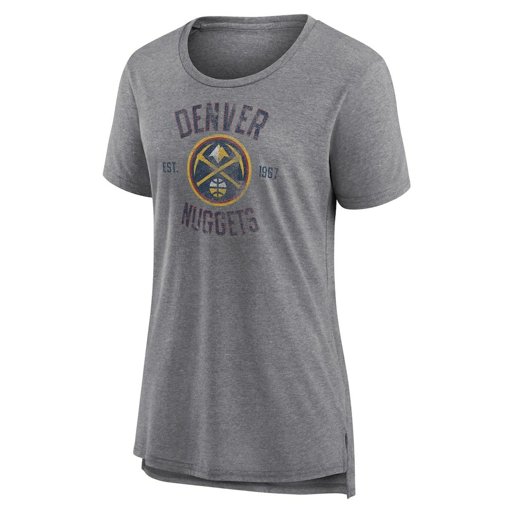 Denver Nuggets Women's Heritage Tri-Blend T-Shirt Heather Gray