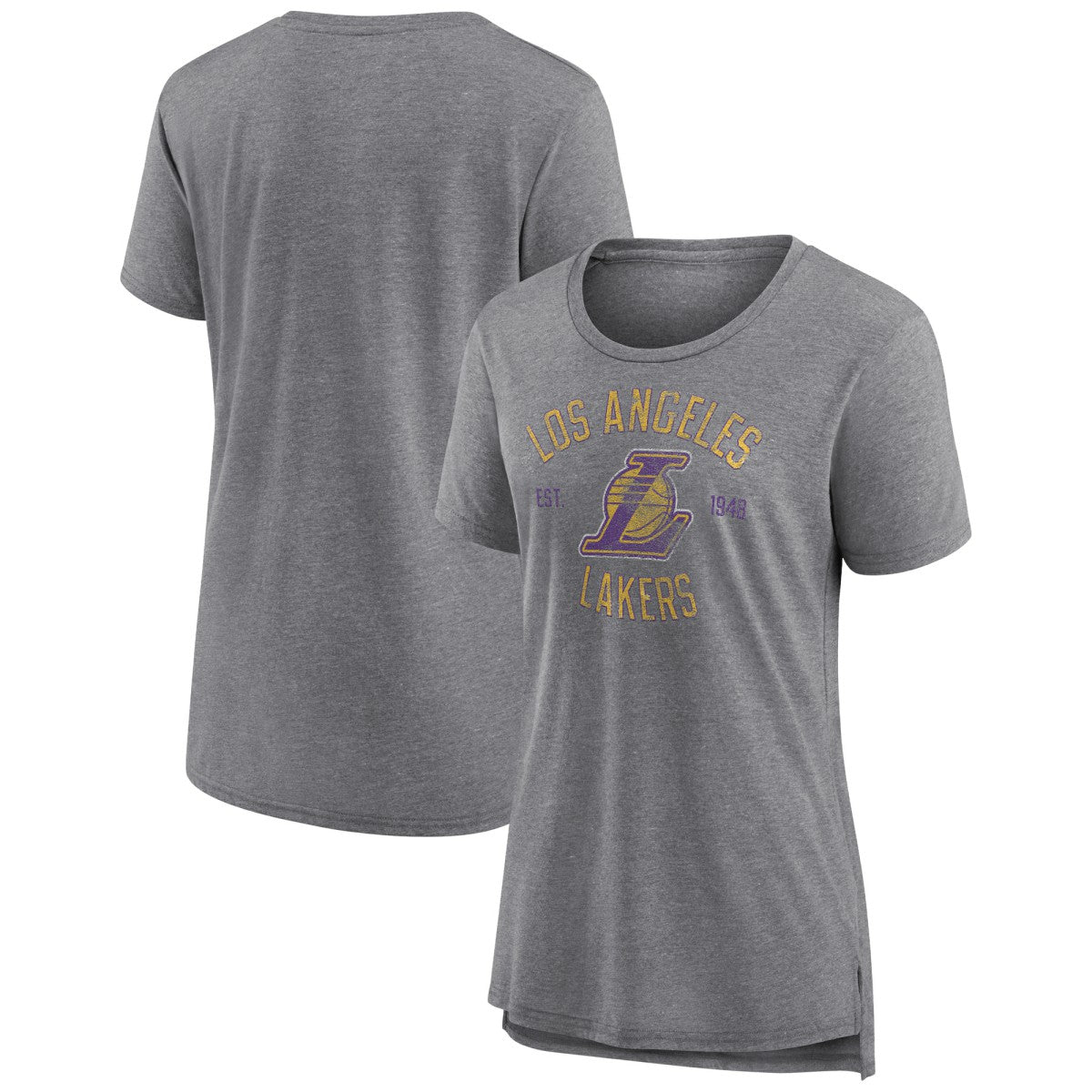 Los Angeles Lakers Women's Heritage Tri-Blend T-Shirt Heather Gray