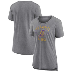 Los Angeles Lakers Women's Heritage Tri-Blend T-Shirt Heather Gray