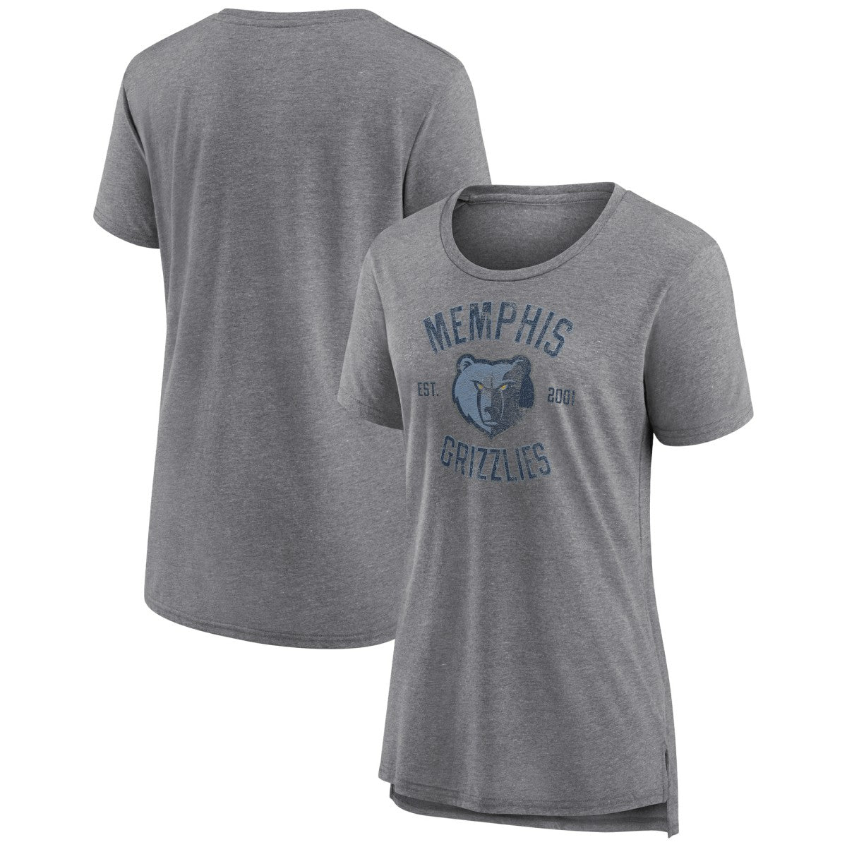Memphis Grizzlies Women's Heritage Tri-Blend T-Shirt Heather Gray
