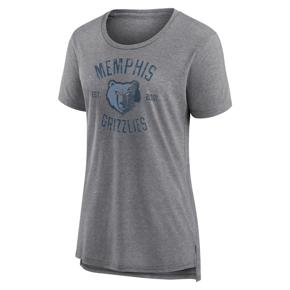Memphis Grizzlies Women's Heritage Tri-Blend T-Shirt Heather Gray