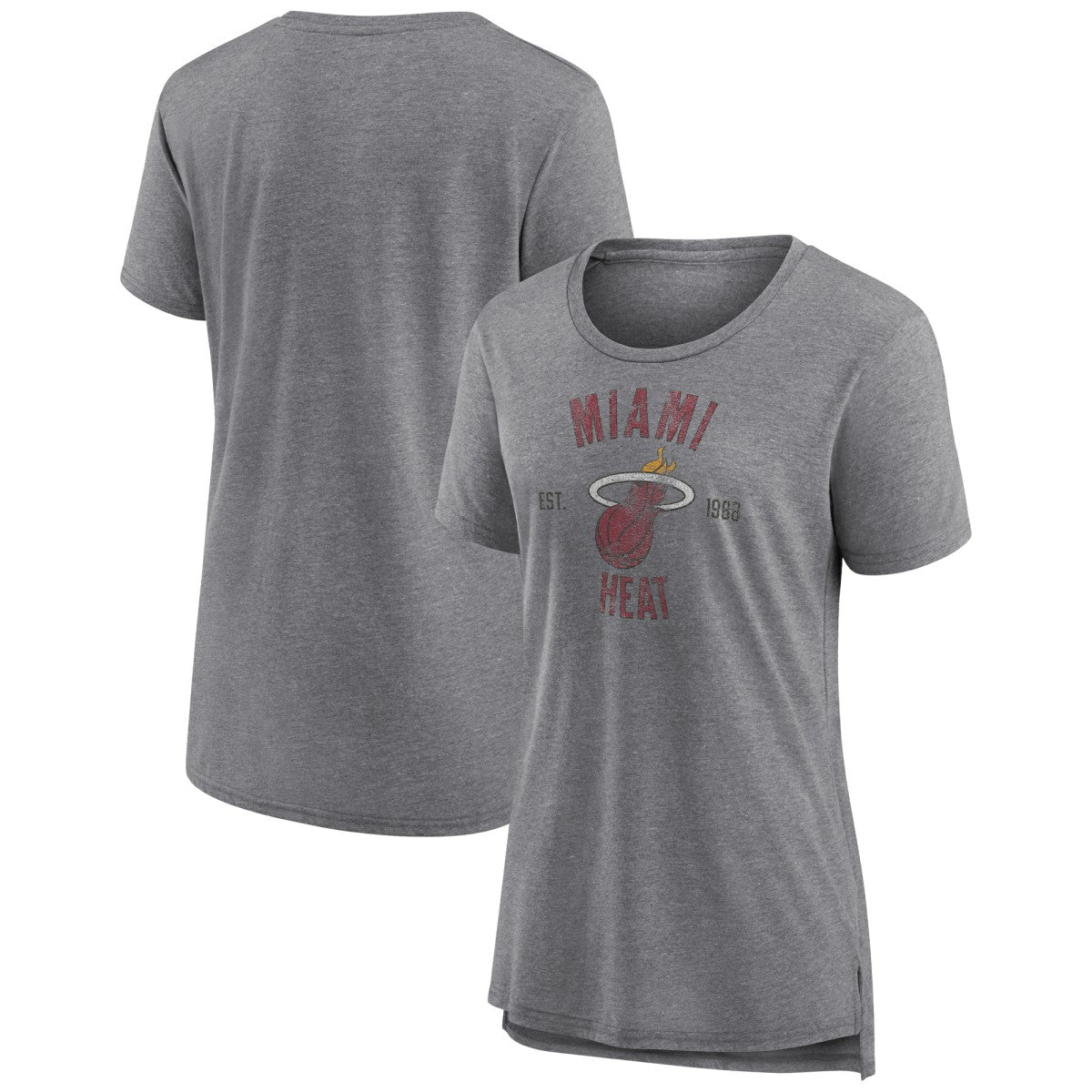 Miami Heat Women's Heritage Tri-Blend T-Shirt Heather Gray