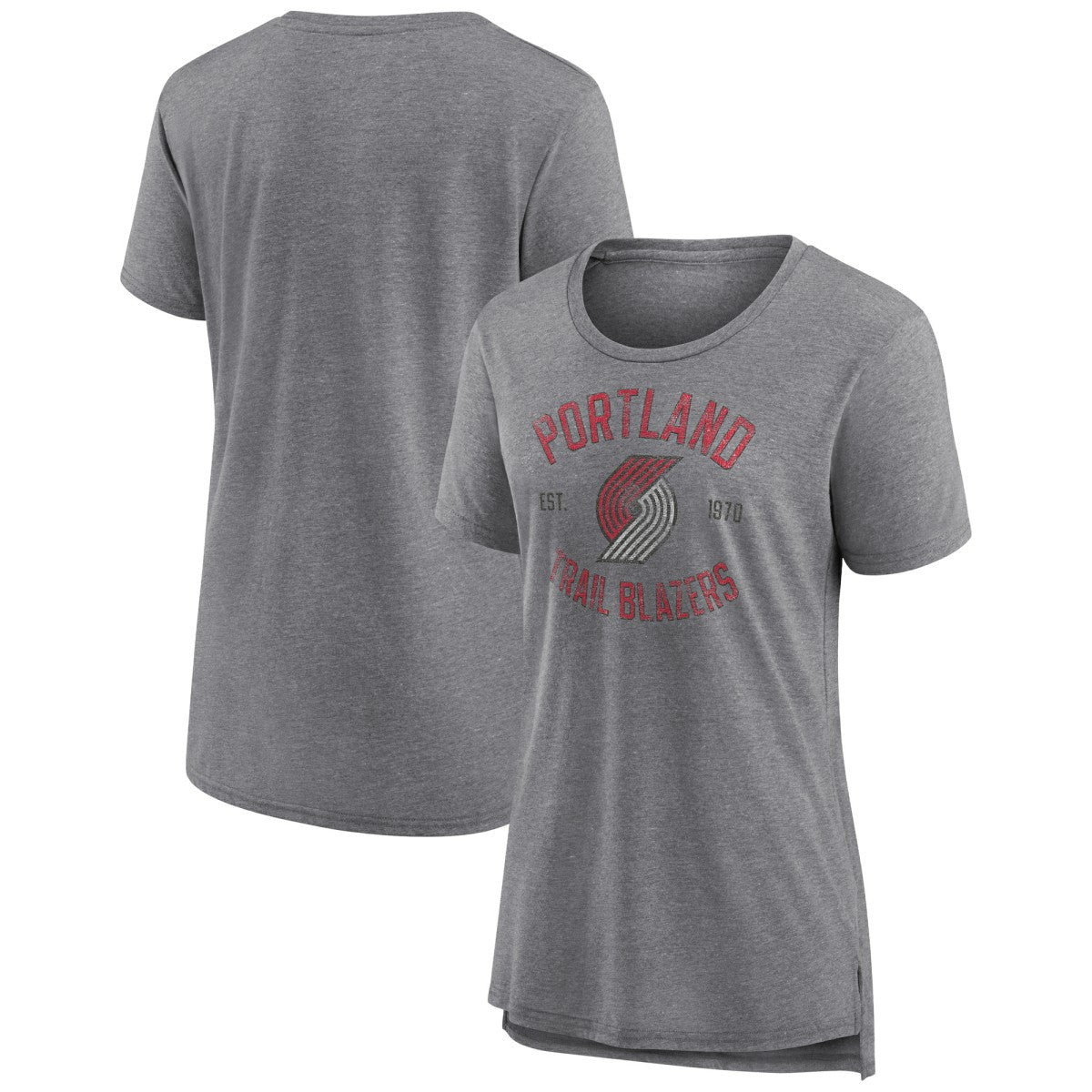 Portland Trail Blazers Women's Heritage Tri-Blend T-Shirt Heather Gray