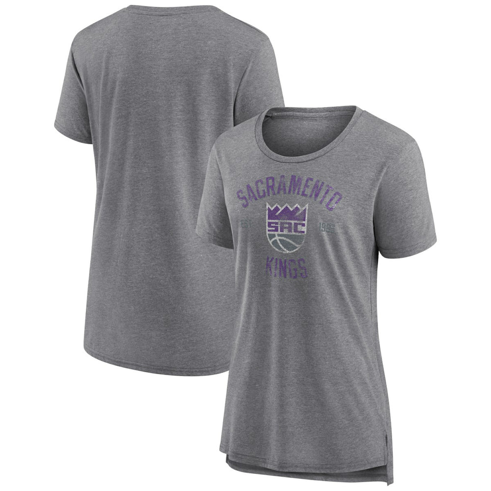 Sacramento Kings Women's Heritage Tri-Blend T-Shirt Heather Gray