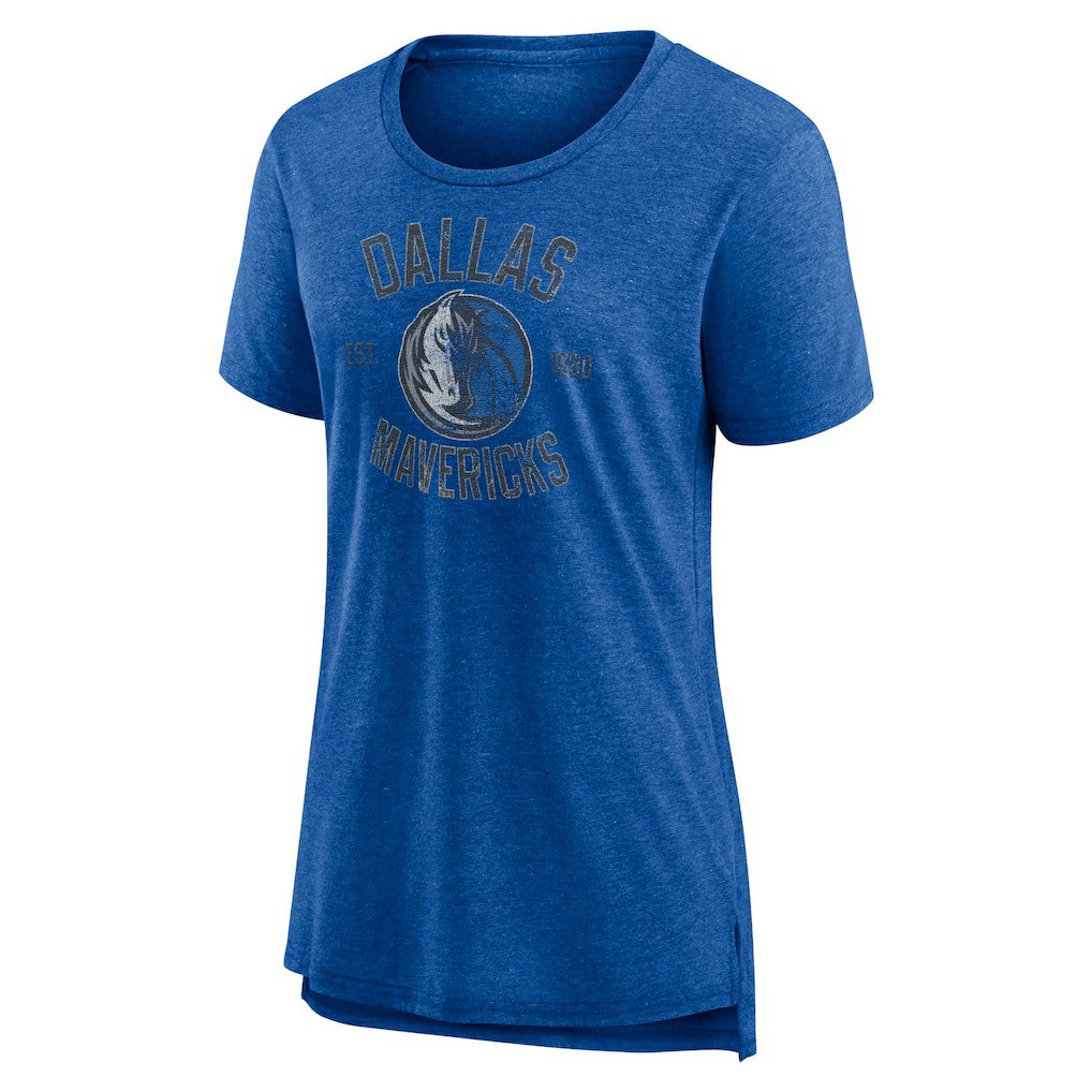 Dallas Mavericks Women's Heritage Tri-Blend T-Shirt Heather Blue