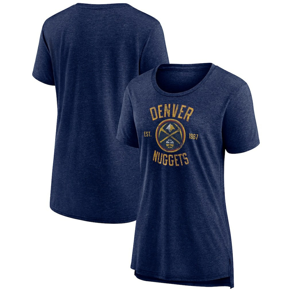 Denver Nuggets Women's Heritage Tri-Blend T-Shirt Heather Navy