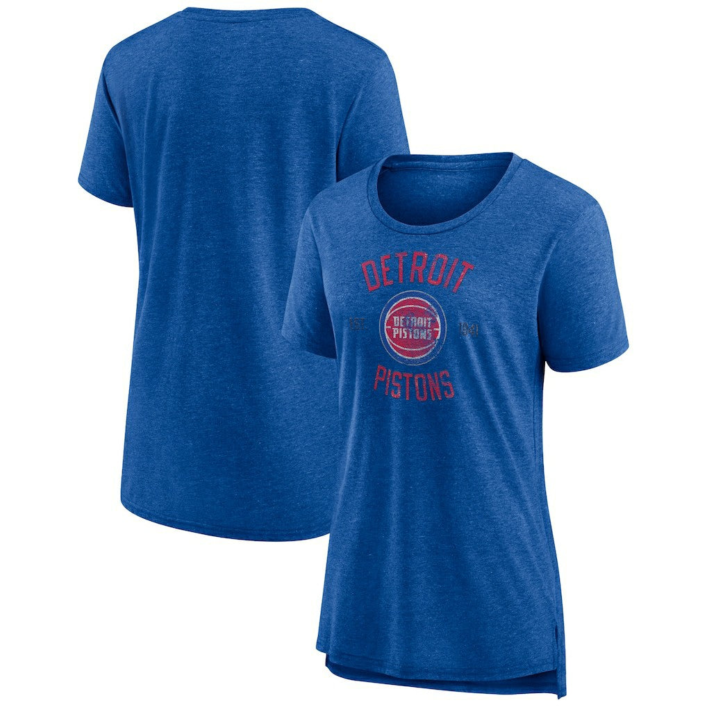 Detroit Pistons Women's Heritage Tri-Blend T-Shirt Heather Blue