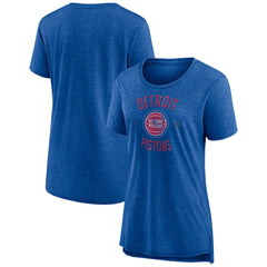 Detroit Pistons Women's Heritage Tri-Blend T-Shirt Heather Blue