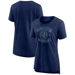 Minnesota Timberwolves Women's Heritage Tri-Blend T-Shirt Heather Navy