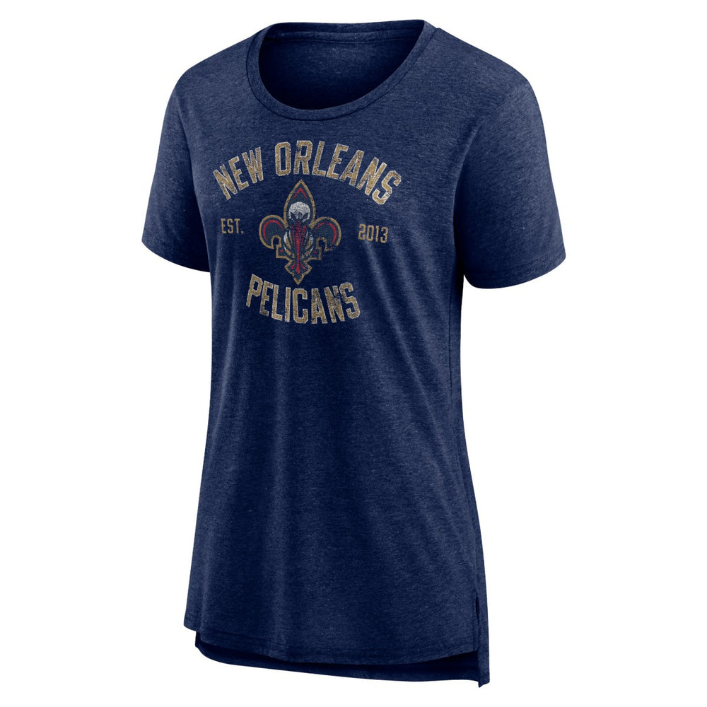 New Orleans Pelicans Women's Heritage Tri-Blend T-Shirt Heather Navy