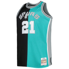 Tim Duncan San Antonio Spurs Big & Tall Hardwood Classics 1998/99 Split Swingman Jersey Black/Teal | Mitchell & Ness online