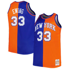 Patrick Ewing New York Knicks Big & Tall Hardwood Classics 1991/92 Split Swingman Jersey Blue/Orange | Mitchell & Ness US
