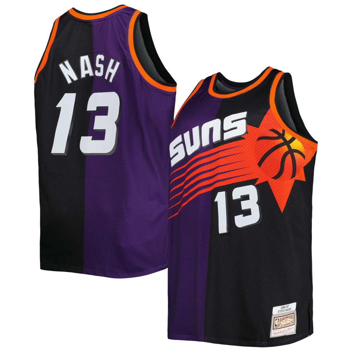 Steve Nash Phoenix Suns Big & Tall Hardwood Classics 1996/97 Split Swingman Jersey Purple/Black | Mitchell & Ness outlet