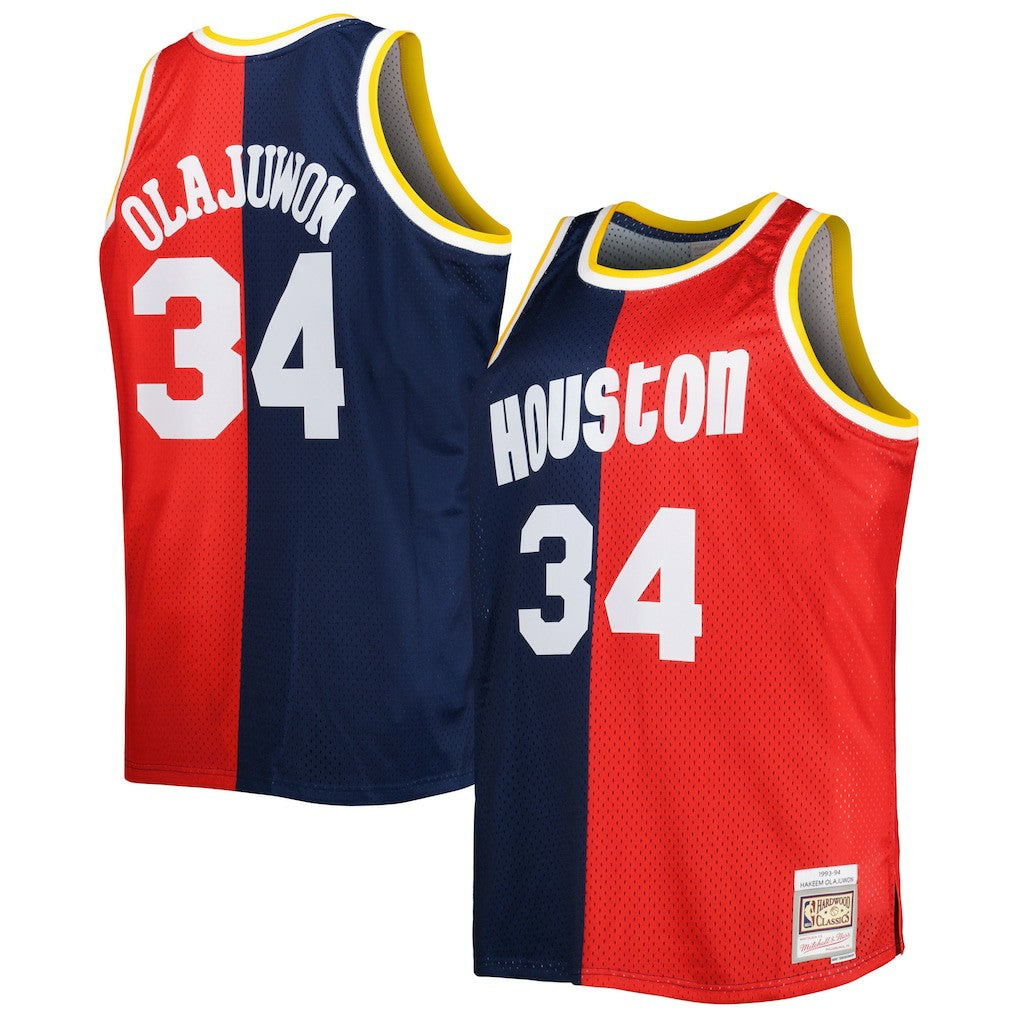 Hakeem Olajuwon Houston Rockets Big & Tall Hardwood Classics 1993/94 Split Swingman Jersey Navy/Red | Mitchell & Ness Near Me