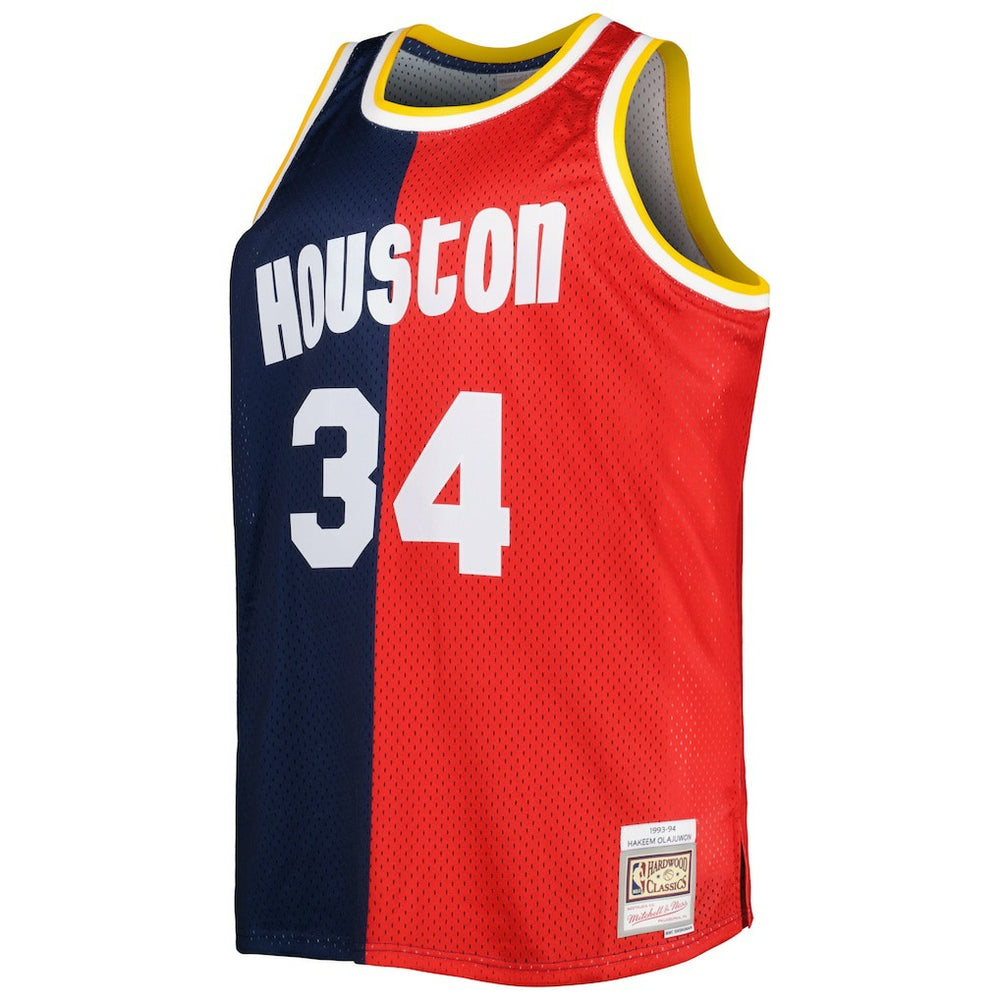 Hakeem Olajuwon Houston Rockets Big & Tall Hardwood Classics 1993/94 Split Swingman Jersey Navy/Red | Mitchell & Ness Near Me