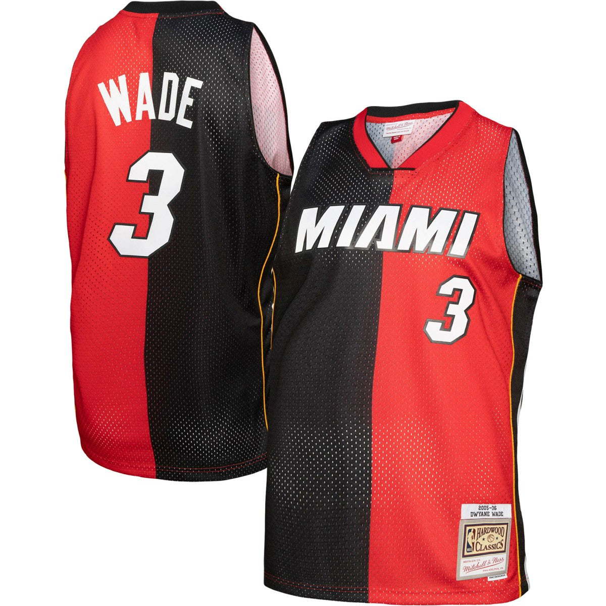 Dwyane Wade Miami Heat Big & Tall Hardwood Classics 2005/06 Split Swingman Jersey Black/Red | Mitchell & Ness online