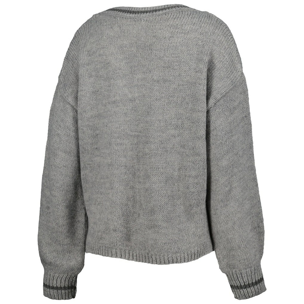 Chicago Bulls Lusso Women's Scarletts Lantern Sleeve Tri-Blend V-Neck Pullover Sweater Gray
