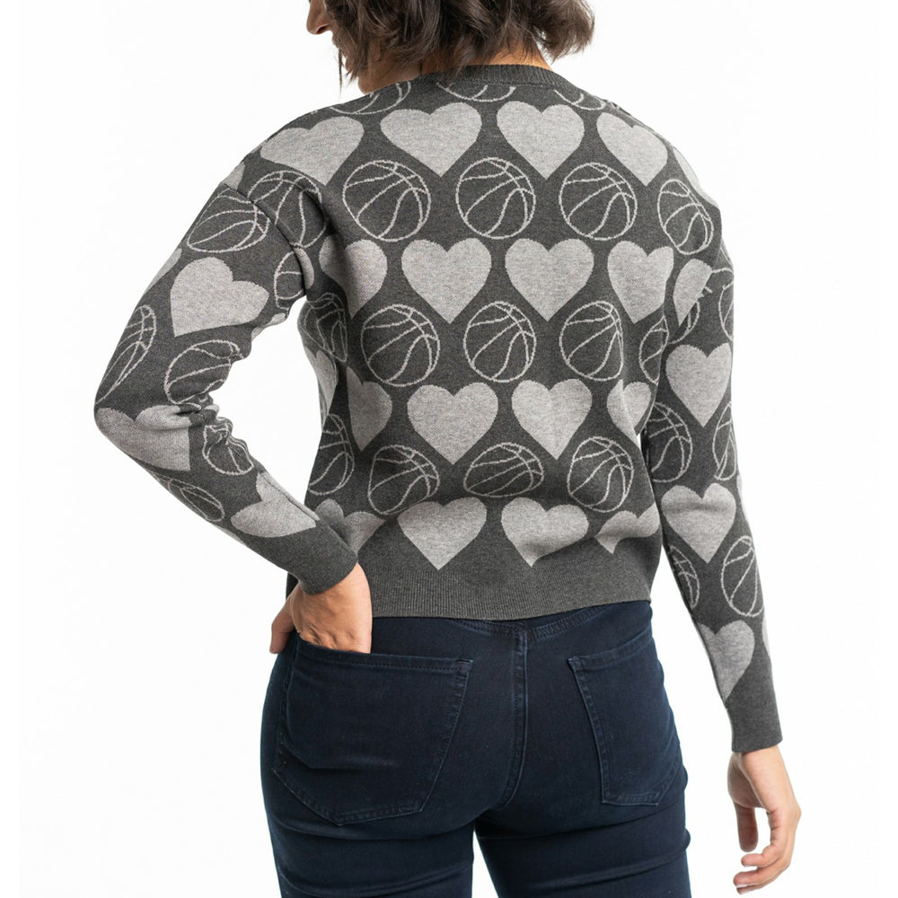 Phoenix Suns Lusso Women's Basketball Love Swarovski Crystal Intarsia Pullover Sweater Charcoal