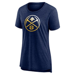 Denver Nuggets Women's Gradient Logo Tri-Blend T-Shirt Heather Navy