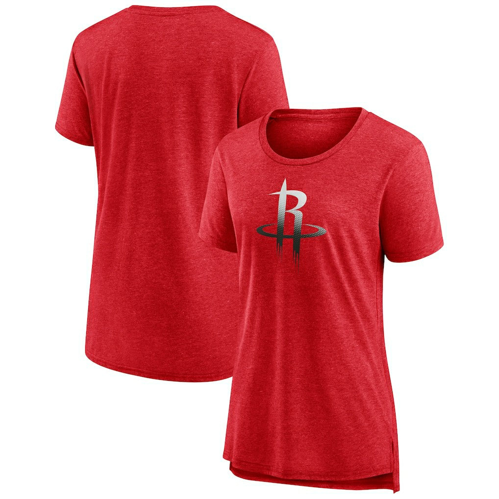 Houston Rockets Women's Gradient Logo Tri-Blend T-Shirt Heather Red