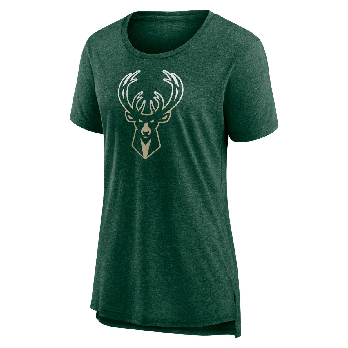 Milwaukee Bucks Women's Gradient Logo Tri-Blend T-Shirt Heather Hunter Green