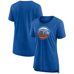 New York Knicks Women's Gradient Logo Tri-Blend T-Shirt Heather Blue