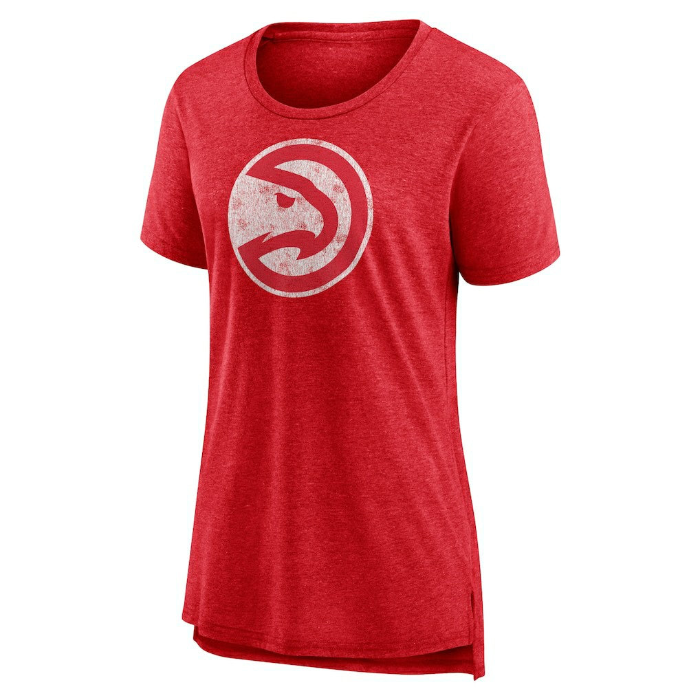 Atlanta Hawks Women's Distressed Logo Tri-Blend T-Shirt Heather Red