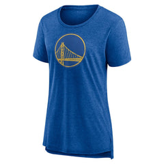 Golden State Warriors Women's Distressed Logo Tri-Blend T-Shirt Heather Royal