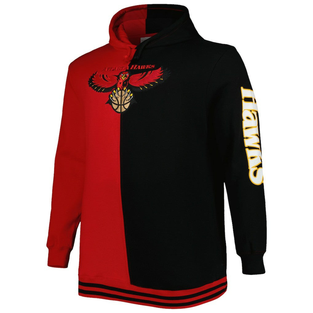 Atlanta Hawks Hardwood Classics Big & Tall Hardwood Classics Split Pullover Hoodie Red/Black | Mitchell & Ness