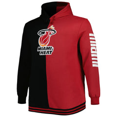 Miami Heat Hardwood Classics Big & Tall Hardwood Classics Split Pullover Hoodie Black/Red | Mitchell & Ness for sale