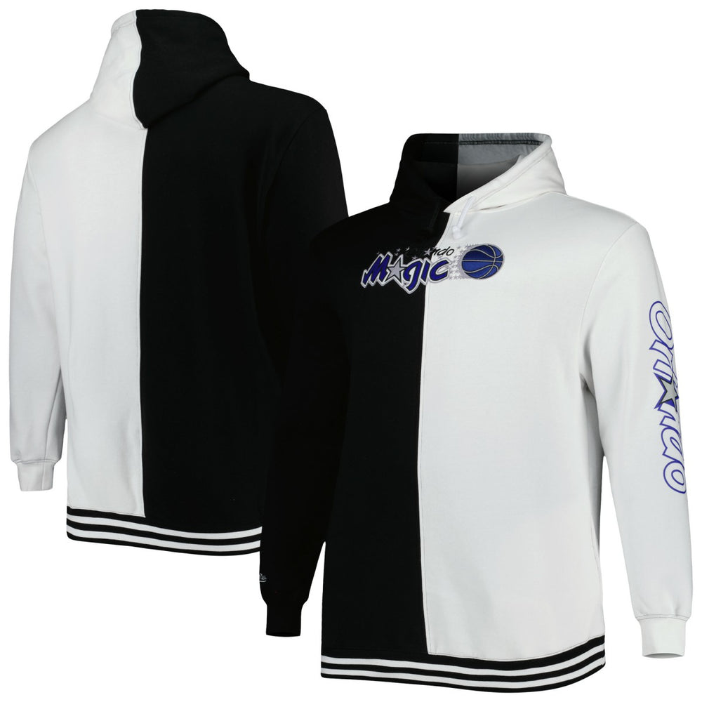 Orlando Magic Hardwood Classics Big & Tall Hardwood Classics Split Pullover Hoodie Black/White | Mitchell & Ness for sale