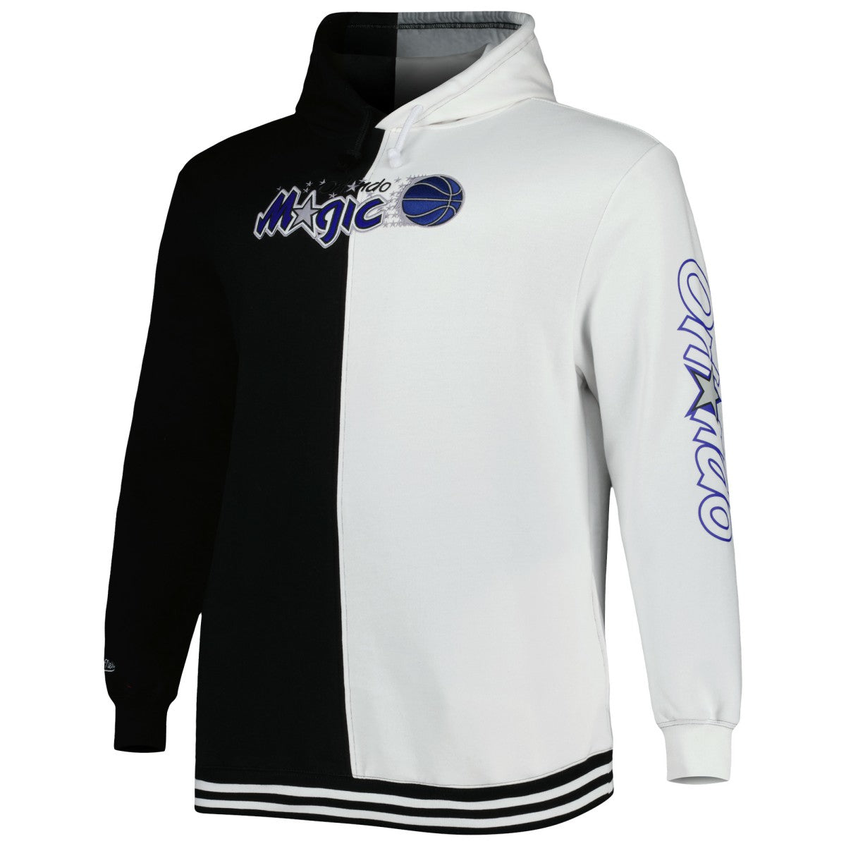 Orlando Magic Hardwood Classics Big & Tall Hardwood Classics Split Pullover Hoodie Black/White | Mitchell & Ness for sale