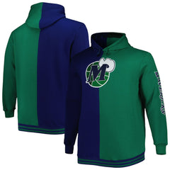 Dallas Mavericks Hardwood Classics Big & Tall Hardwood Classics Split Pullover Hoodie for sale Navy/Green | Mitchell & Ness online
