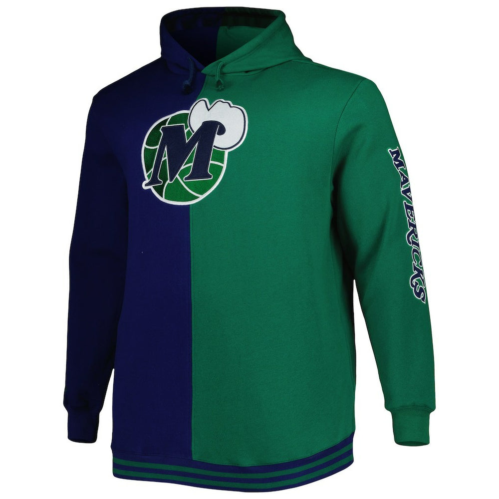 Dallas Mavericks Hardwood Classics Big & Tall Hardwood Classics Split Pullover Hoodie for sale Navy/Green | Mitchell & Ness online