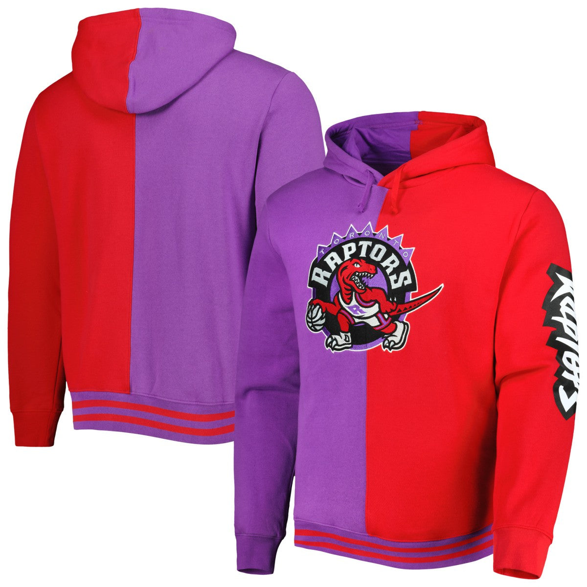 Toronto Raptors Big & Tall Hardwood Classics Split Pullover Hoodie Purple/Red | Mitchell & Ness online