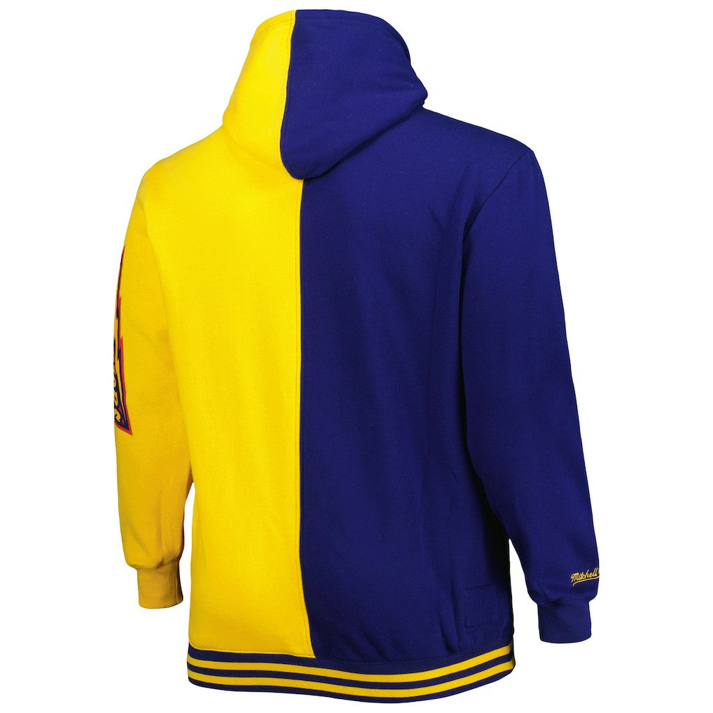 Golden State Warriors Big & Tall Hardwood Classics Split Pullover Hoodie for sale Navy/Gold | Mitchell & Ness discount