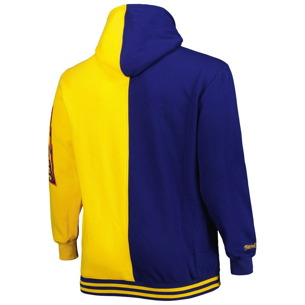 Golden State Warriors Big & Tall Hardwood Classics Split Pullover Hoodie for sale Navy/Gold | Mitchell & Ness discount
