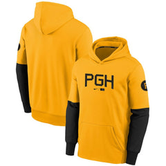 Pittsburgh Pirates Nike Youth City Connect Therma Performance Pullover Hoodie - Gold - Nike on Sale