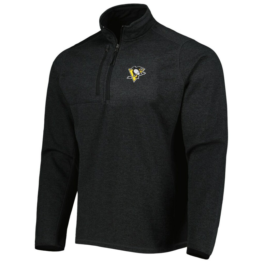Pittsburgh Penguins Antigua Course Quarter-Zip Jacket - Heathered Black - NHL 5138525
