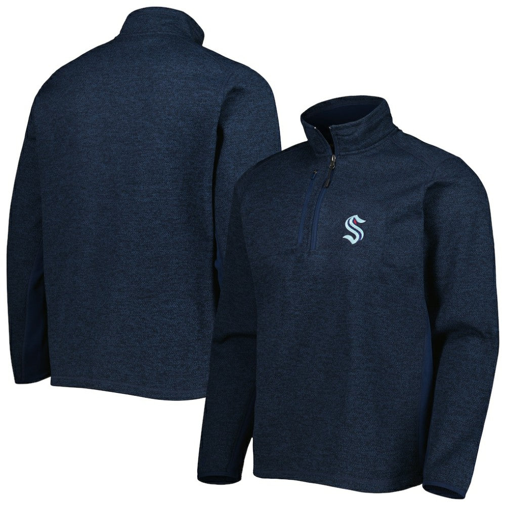 Seattle Kraken Antigua Course Quarter-Zip Jacket - Heathered Deep Sea Blue - NHL 5138528