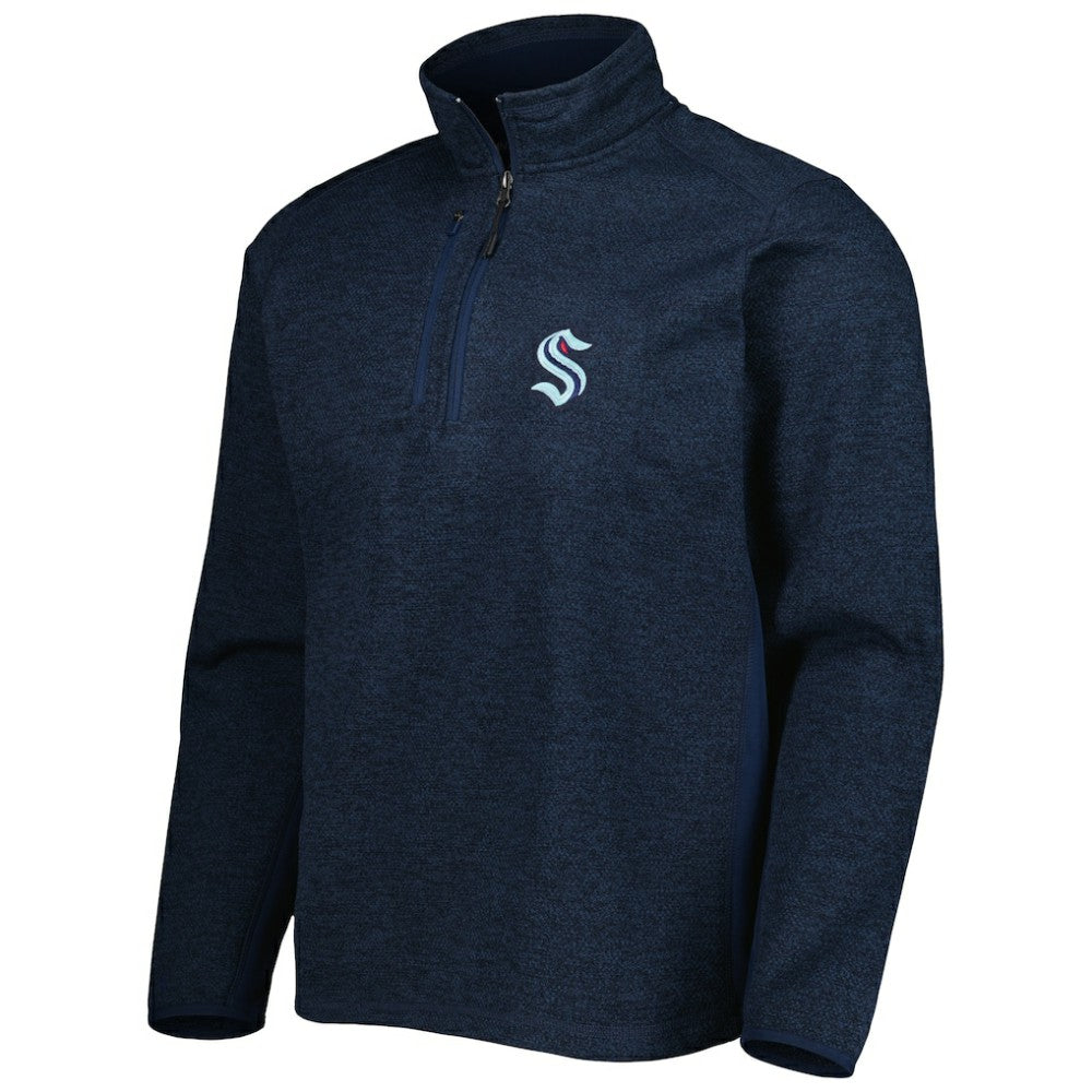 Seattle Kraken Antigua Course Quarter-Zip Jacket - Heathered Deep Sea Blue - NHL 5138528