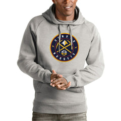 Denver Nuggets Antigua Team Logo Victory Pullover Hoodie Heather Gray