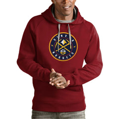 Denver Nuggets Antigua Team Logo Victory Pullover Hoodie Red