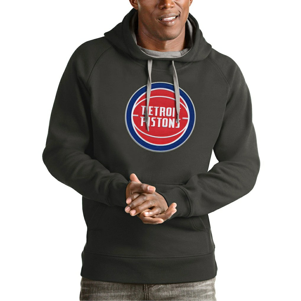 Detroit Pistons Antigua Team Logo Victory Pullover Hoodie Charcoal