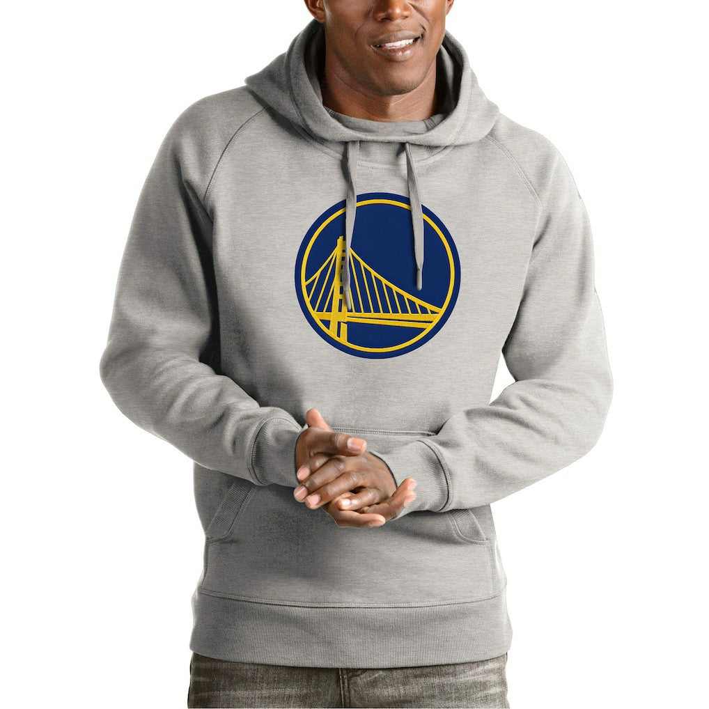 Golden State Warriors Antigua Team Logo Victory Pullover Hoodie Heather Gray