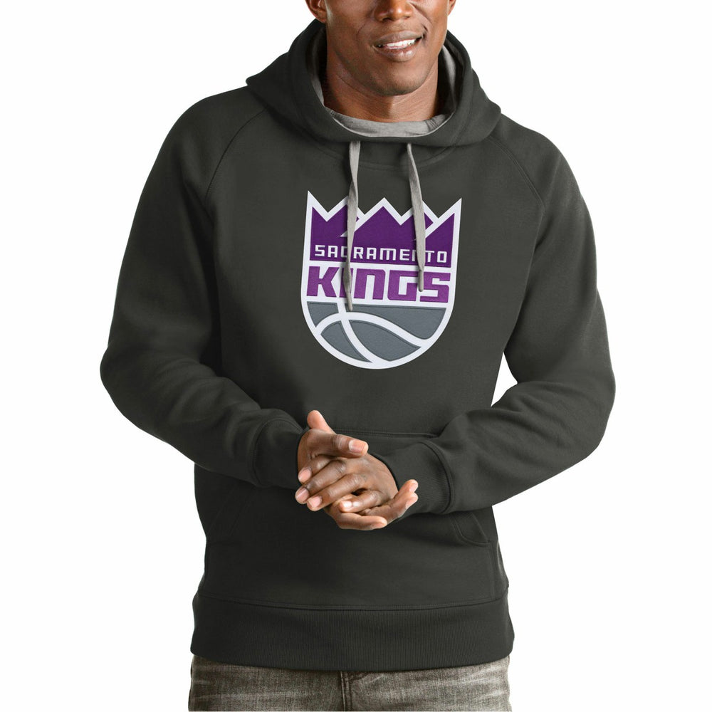 Sacramento Kings Antigua Team Logo Victory Pullover Hoodie Charcoal