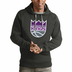 Sacramento Kings Antigua Team Logo Victory Pullover Hoodie Charcoal